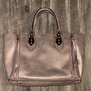 Henri Bendel gold snakeskin handbag